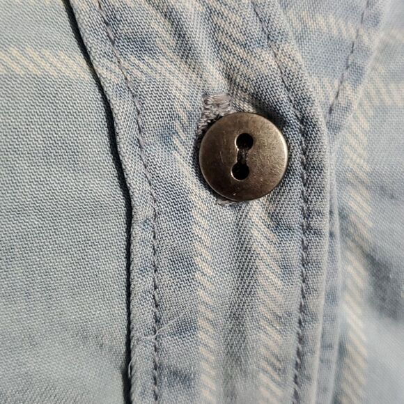 Intro❤ long sleeves blue plaid blouse. Size PM. Great top, Very good condition. - Picture 4 of 11